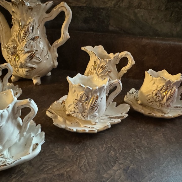 Vintage Tilso tea set rare, excellent condition!!! Leaves ivory, gold HTF!!!LOOK - Picture 2 of 12